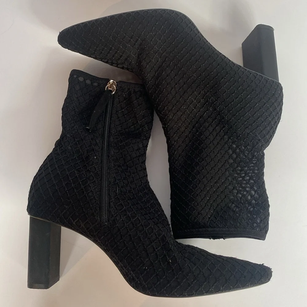 Zara Whimsigoth Mesh Heeled Zip up Booties Black Size 39 US 8.5